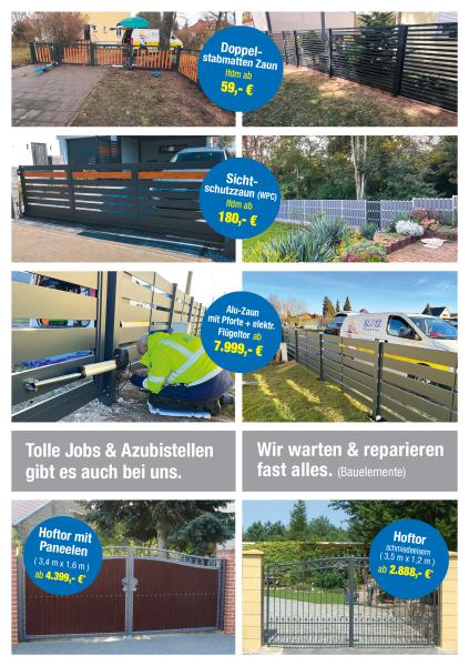 Zaun-Flyer, Zäune, Tore, Schiebetor, Pforte