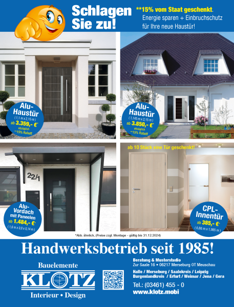 Flyer, Haustür, Innentür, Vordach
