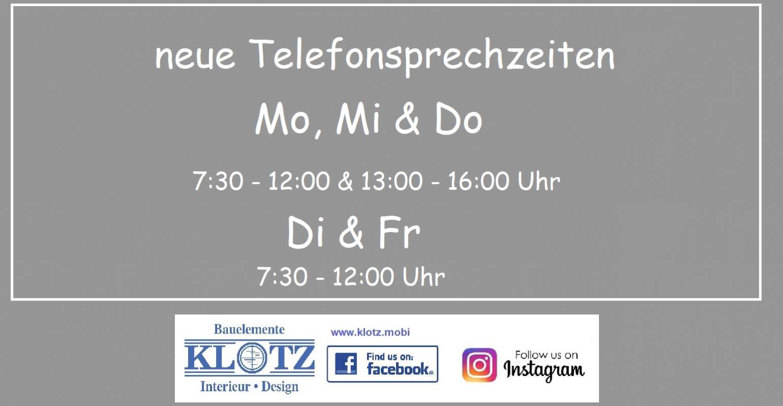 neue Telefonsprechzeiten